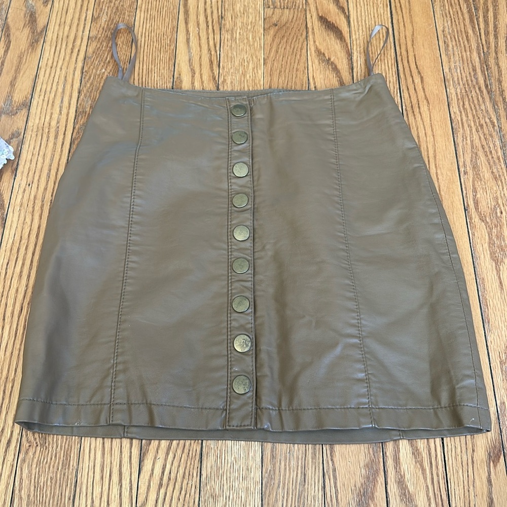 Free People Faux Leather Mini Skirt